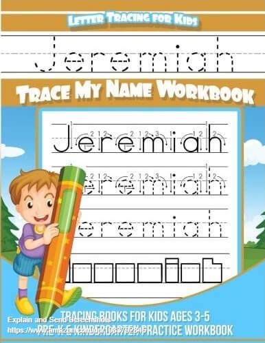 Jeremiah Letter Tracing For Kids Trace My Name Workbook Tracing Books