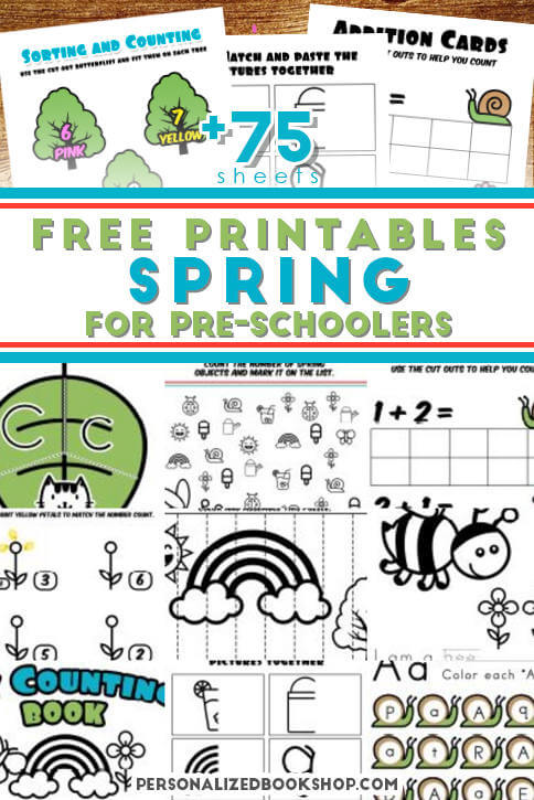 Preschool Spring Worksheets Sheets Bundle - Personalized Bookshop